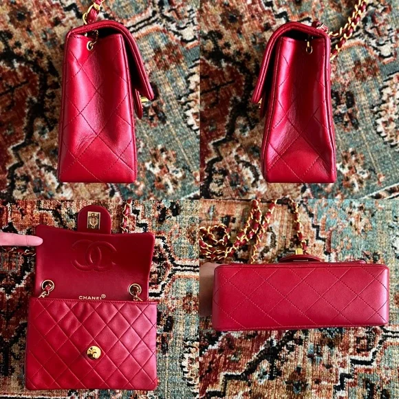 Chanel Classic Vintage Mini Red Square Flap Bag - Picture 6 of 11
